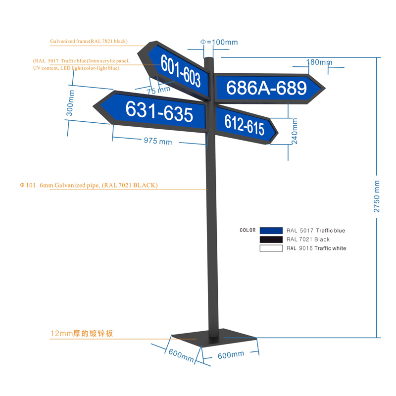 Outdoor floor stand highway indication signage